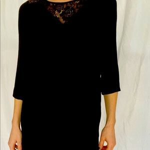 Black lace detailing shift dress